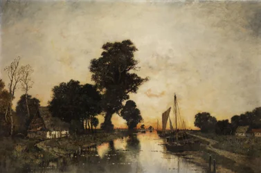 Heidelandschap bij avond